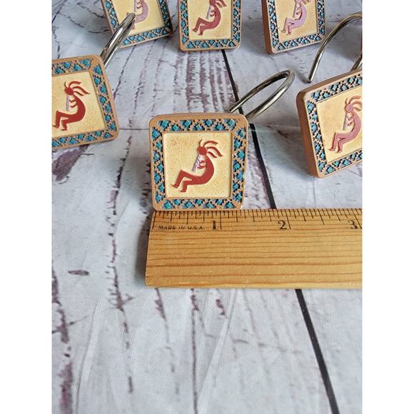 Vintage South West Kokopelli 1.5” Square Shower Hooks. Set Of 12 Arizona Western - Picture 3 of 8